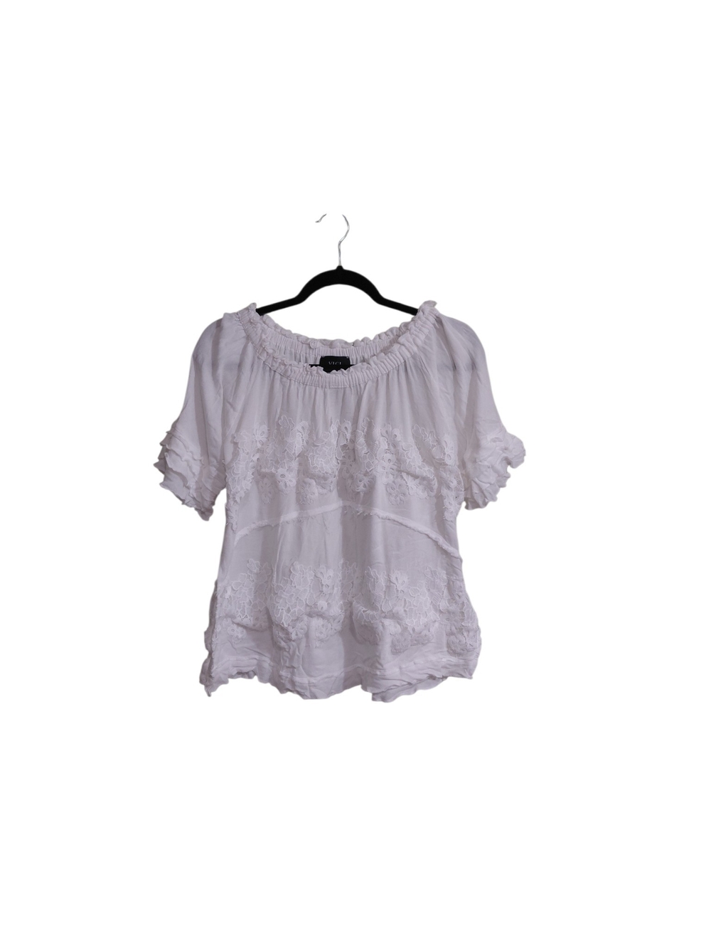 Vici White Smocked Off-Shoulder Embroidered Blouse